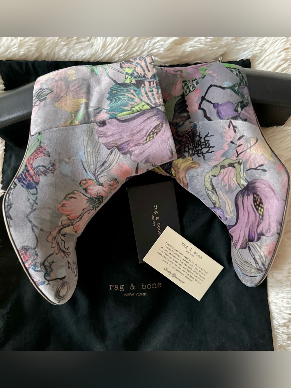 Rag & Bone “Drea” Velvet Floral-Print Ankle Boots